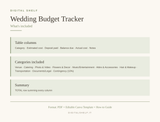 Wedding Budget Tracker — Digital Wedding Budget Planner | PDF + Canva Template + Google Sheets