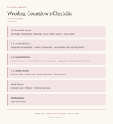 Wedding Countdown Checklist — Month-by-Month Wedding Checklist | PDF + Editable Canva Template