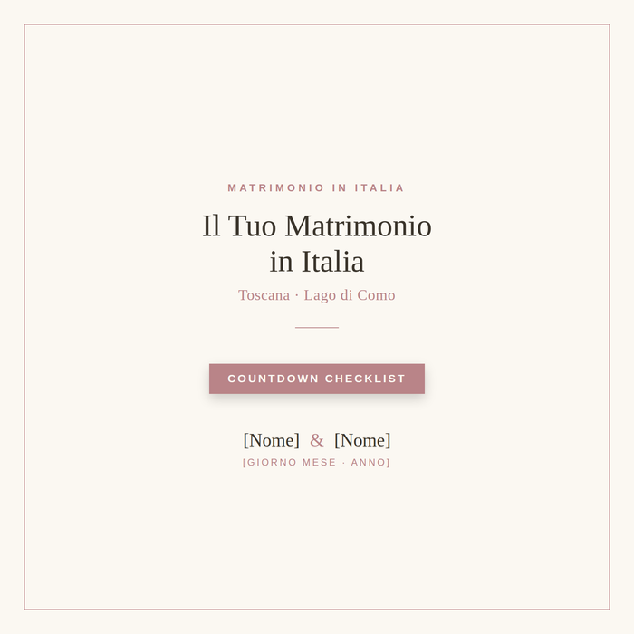 Wedding Countdown Checklist — Checklist Matrimonio Mese per Mese | PDF + Template Canva Editabile