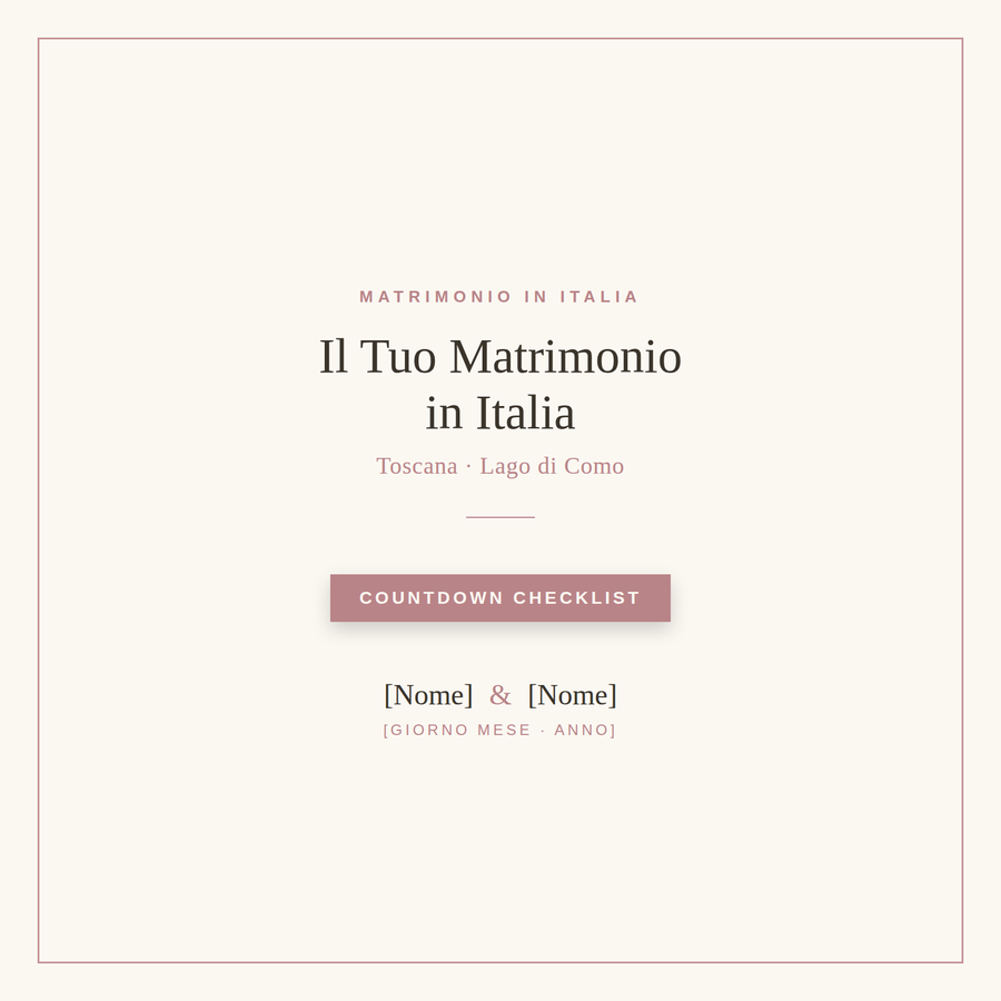 Wedding Countdown Checklist — Checklist Matrimonio Mese per Mese | PDF + Template Canva Editabile